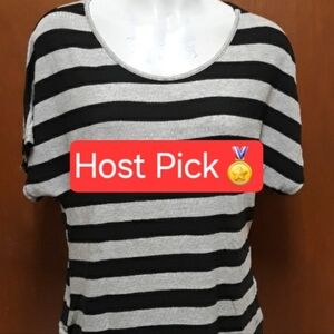 Candy Rain Gray and Black‎ Stripes 2XL Top